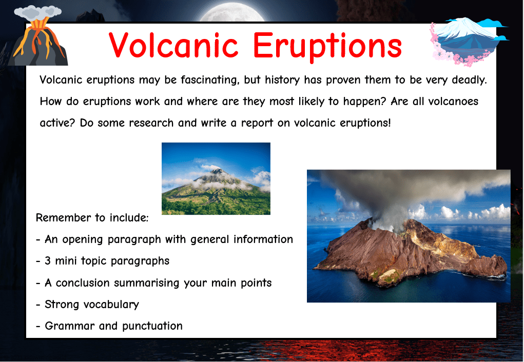 Report writing - volcanic eruptions